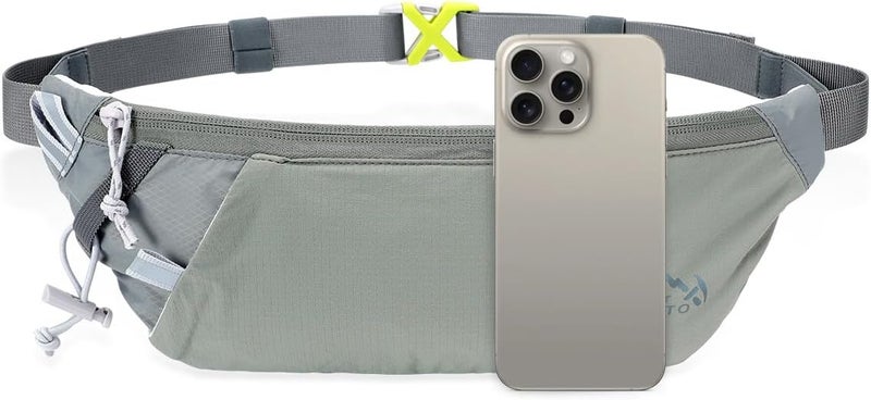 INOXTO Slim Running Belt Fanny Pack for Women and Men Sports Waist Bag Pack with 300ml Water Bottle for Running Walking Cycling Hiking Reflective Running Pouch Belt for All Phones (Black) (Gray) - Image 2